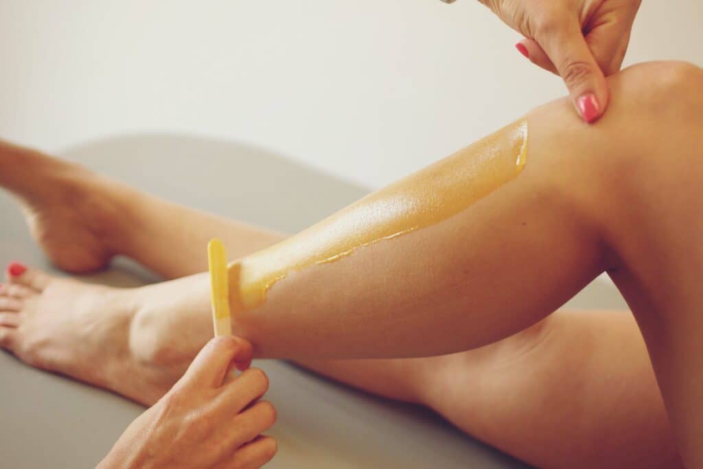Female getting a leg wax